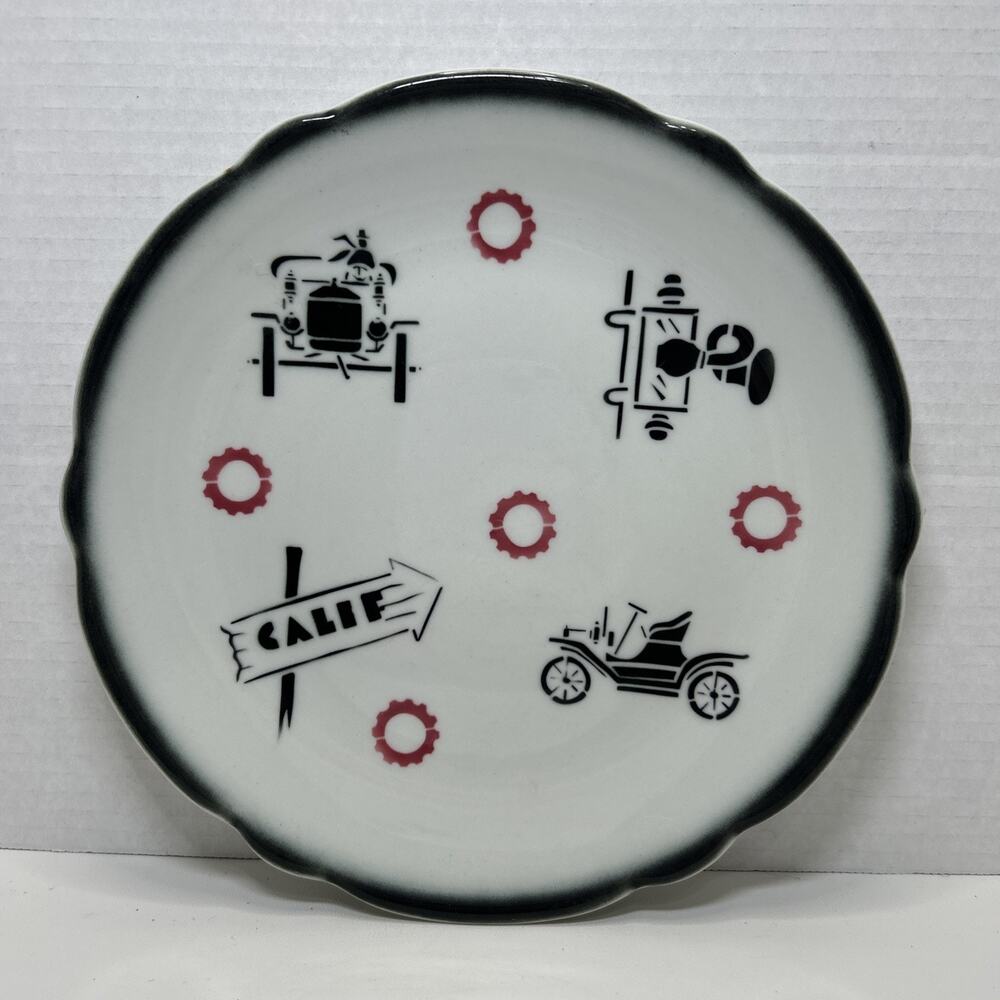 Vtg Wellsville China 10" Plate Restaurant Ware HTF Auto Car Calif Stop Light